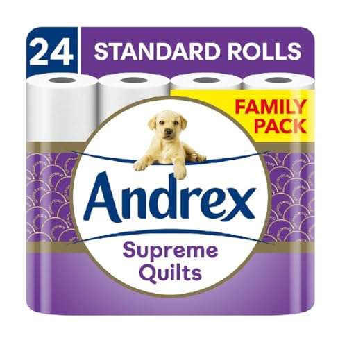 Andrex Supreme Quilts Quilted Toilet Paper - 25% Thicker , 24 Count (£11.90/£10.50 with S&S & 1st S&S Discount)