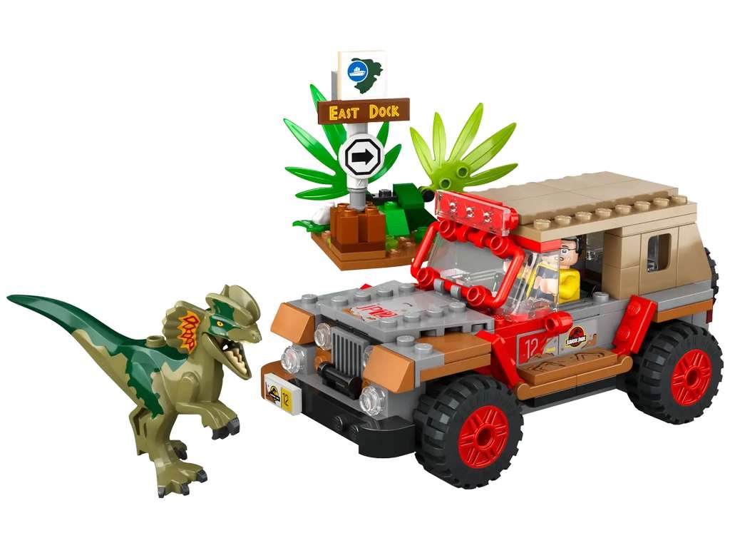LEGO Jurassic Park Dilophosaurus Ambush Dinosaur, 30th Anniversary Collection Set 76958